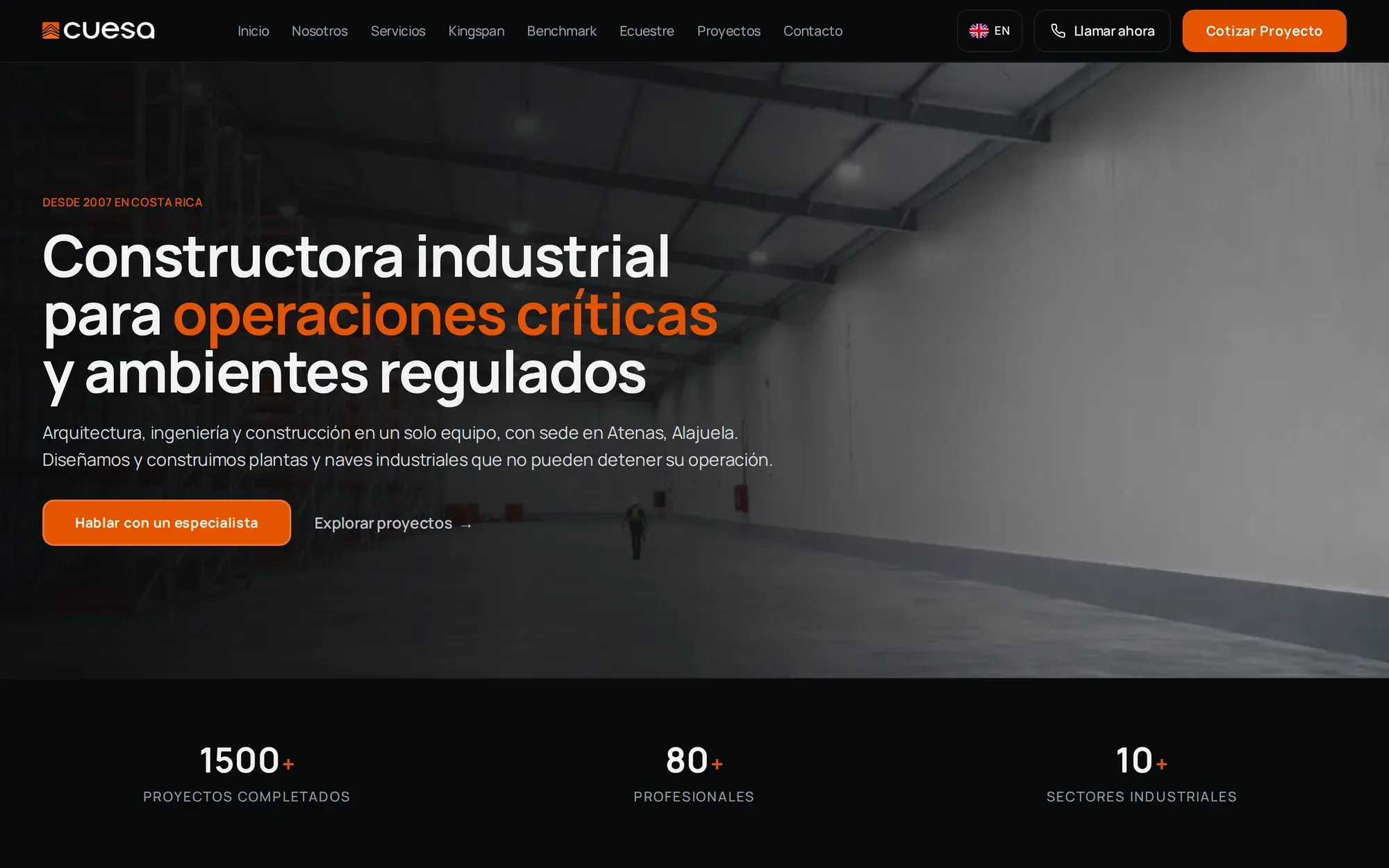 Página de Cuesa vista en escritorio