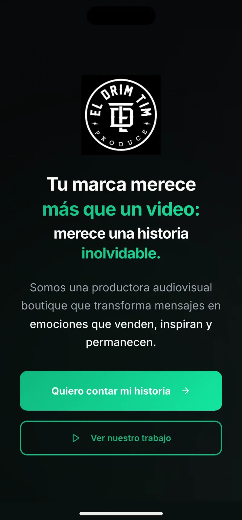 Página de El Drim Tim vista en celular