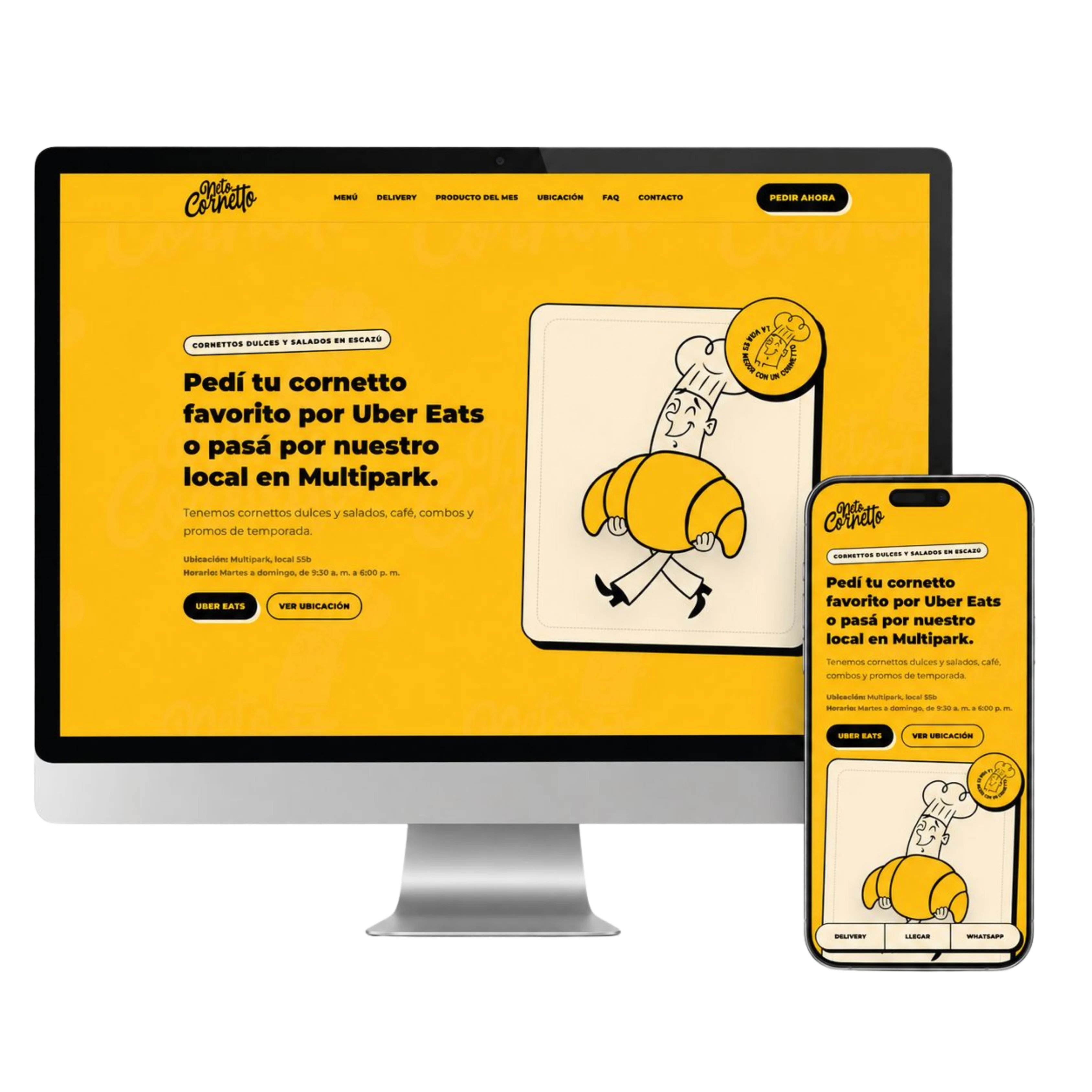 Página web responsive desarrollada para Neto Cornetto